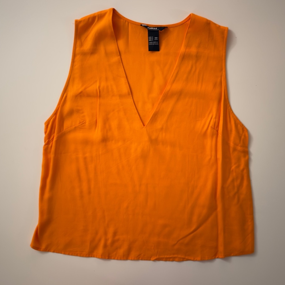 Colcci Orange V-Neck Sleeveless Blouse